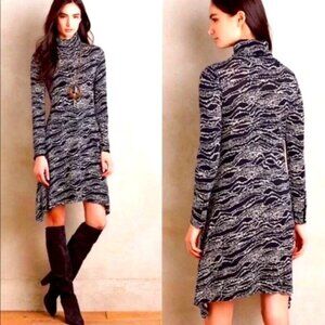 NWT Maeve Mock Turtleneck Dress Swing Anthropologie‎ Abstract Dot Design Boho